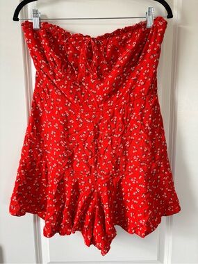 Aeropostale Strapless Red Floral Romper